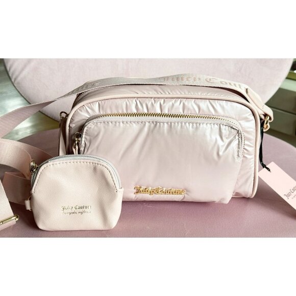 Juicy Couture Crossbody Timeless Puffer Bag Adjustable Shoulder Strap w/ Coin Pu - Picture 8 of 13